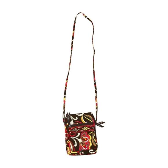 Vera Bradley Puccini Crossbody Bag Purse Hipster Zipper Strap Red Brown Yellow - Picture 2 of 4